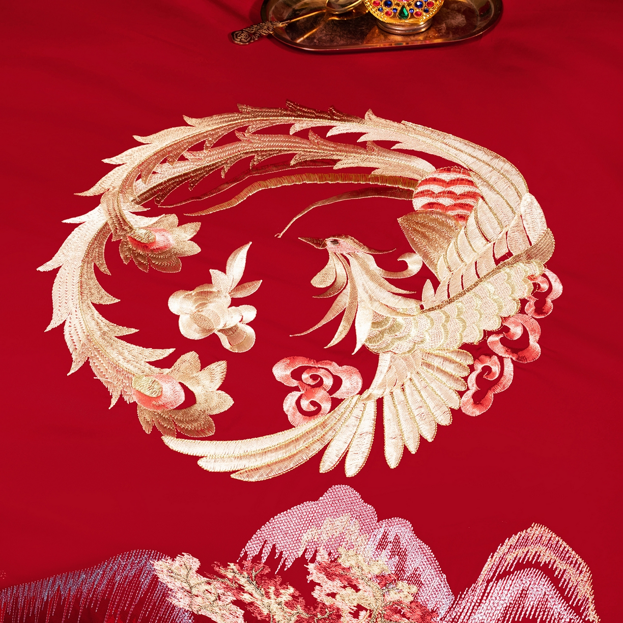 91家纺网 家纺一手货源 找家纺 柏拉图 2025新款100s贡缎长绒棉提花婚庆系列四件套多件套 千禧龙凤