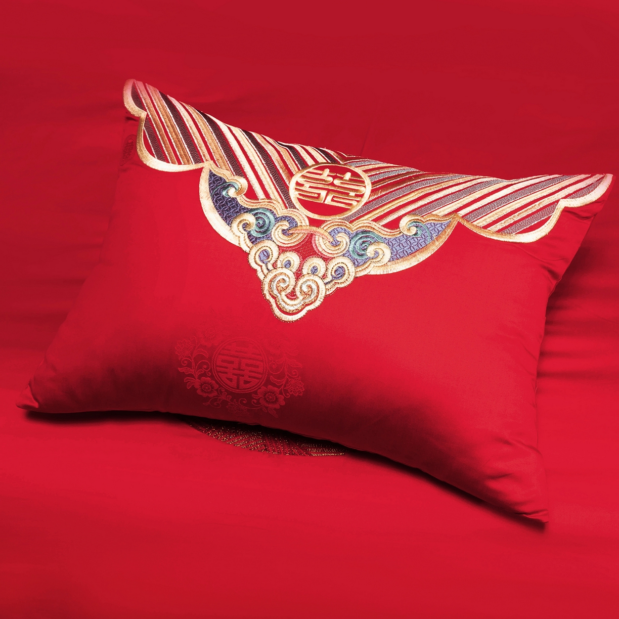 91家纺网 家纺一手货源 找家纺 柏拉图 2025新款100s贡缎长绒棉提花婚庆系列四件套多件套 花开迎喜