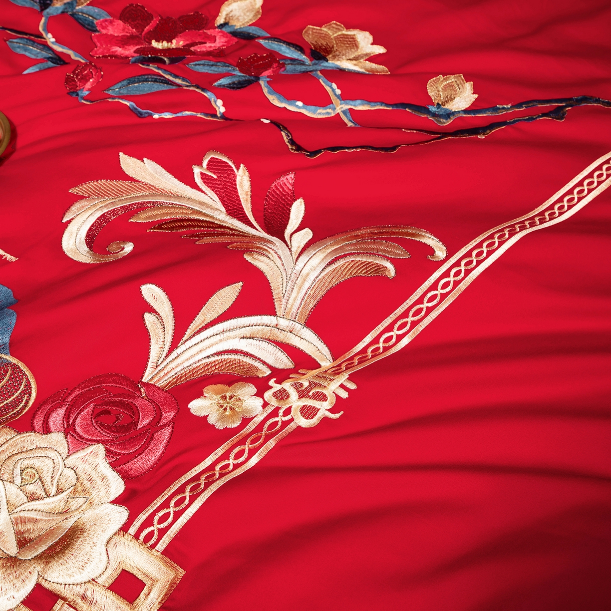 91家纺网 家纺一手货源 找家纺 柏拉图 2025新款100s贡缎长绒棉提花婚庆系列四件套多件套 花开迎喜