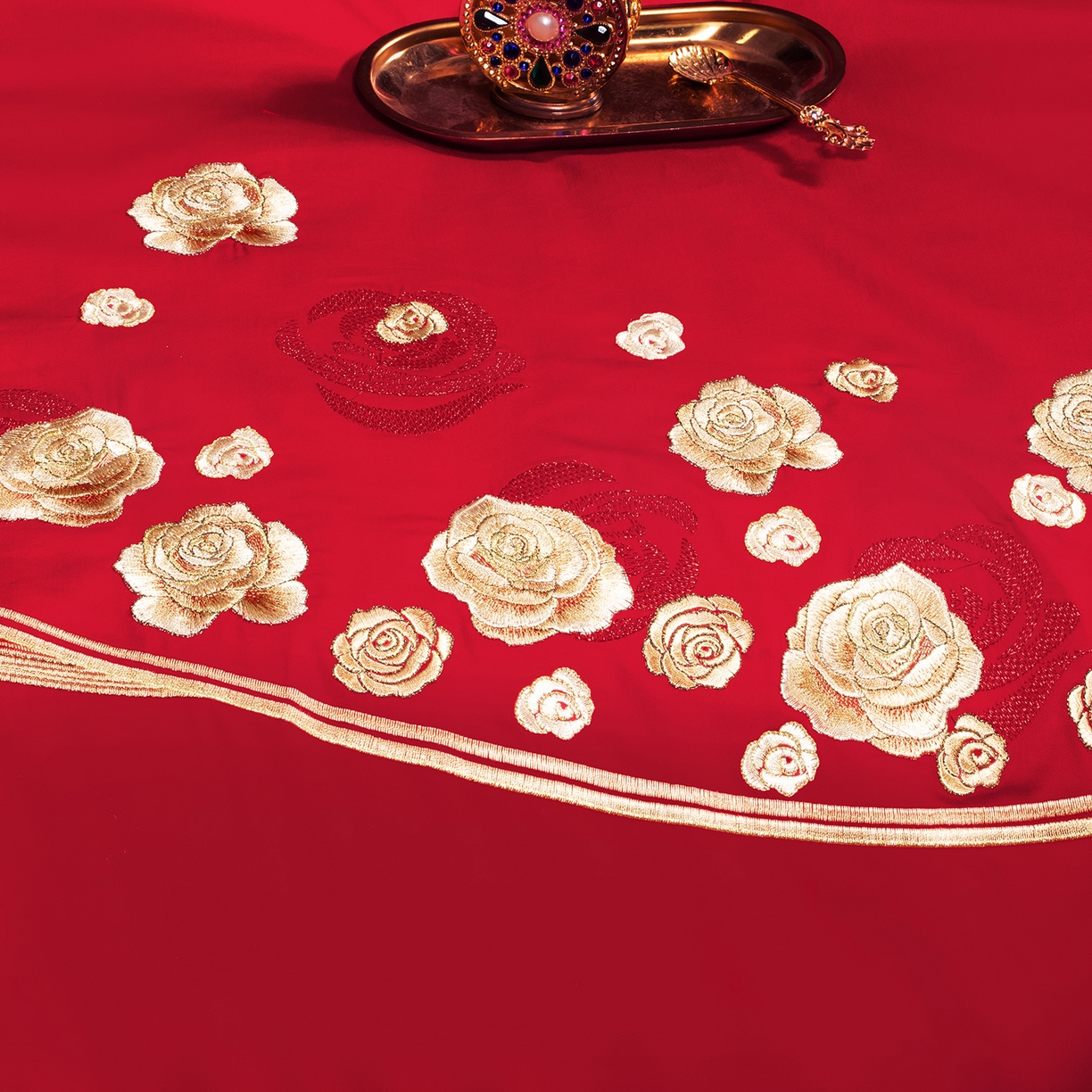 91家纺网 家纺一手货源 找家纺 柏拉图 2025新款100s贡缎长绒棉提花婚庆系列四件套多件套 浪漫婚约