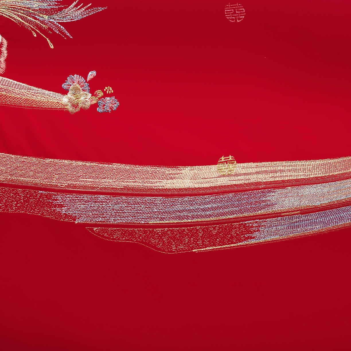 91家纺网 家纺一手货源 找家纺 柏拉图 2025新款100s贡缎长绒棉提花婚庆系列四件套多件套 幸福花海