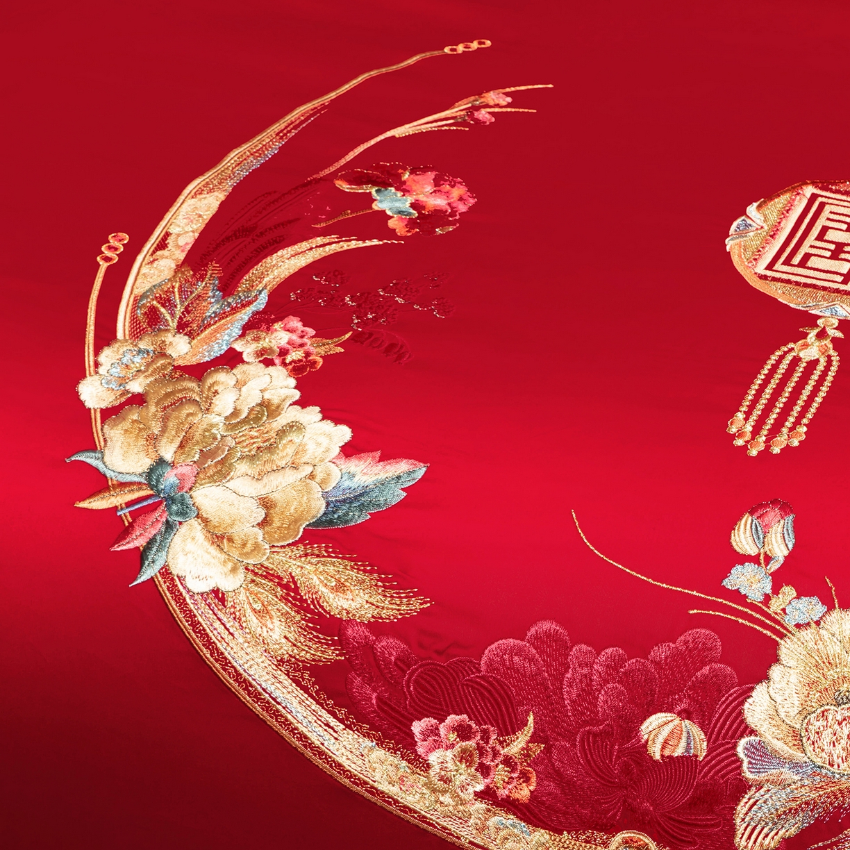 91家纺网 家纺一手货源 找家纺 柏拉图 2025新款100s贡缎长绒棉提花婚庆系列四件套多件套 美梦情缘