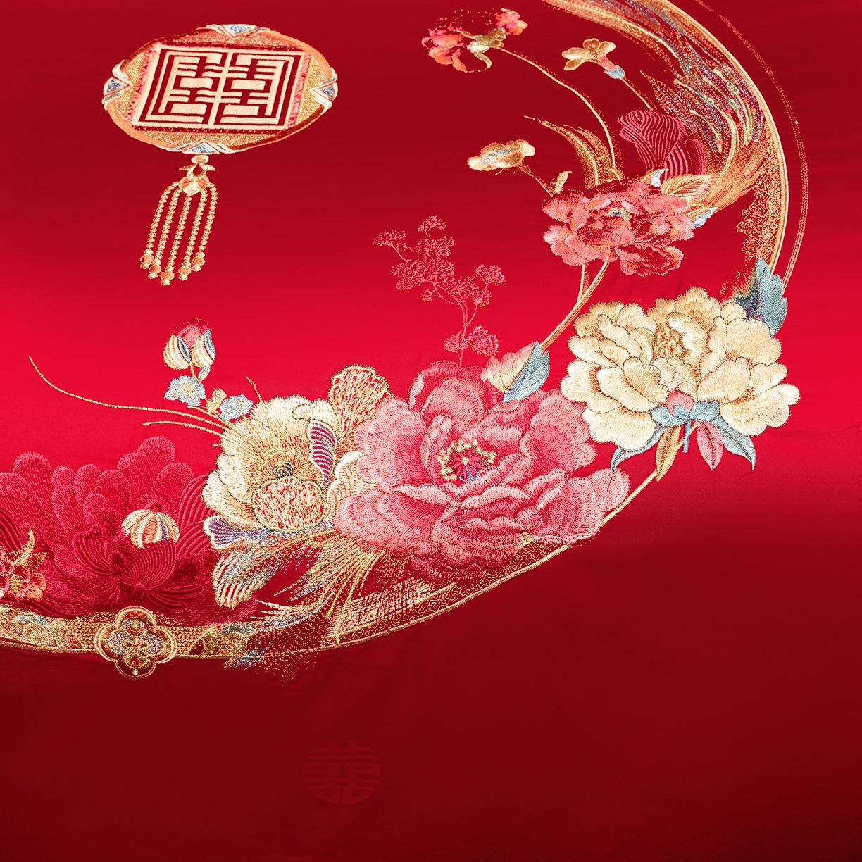 91家纺网 家纺一手货源 找家纺 柏拉图 2025新款100s贡缎长绒棉提花婚庆系列四件套多件套 美梦情缘