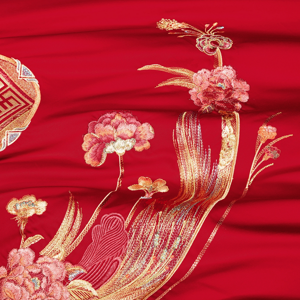 91家纺网 家纺一手货源 找家纺 柏拉图 2025新款100s贡缎长绒棉提花婚庆系列四件套多件套 美梦情缘