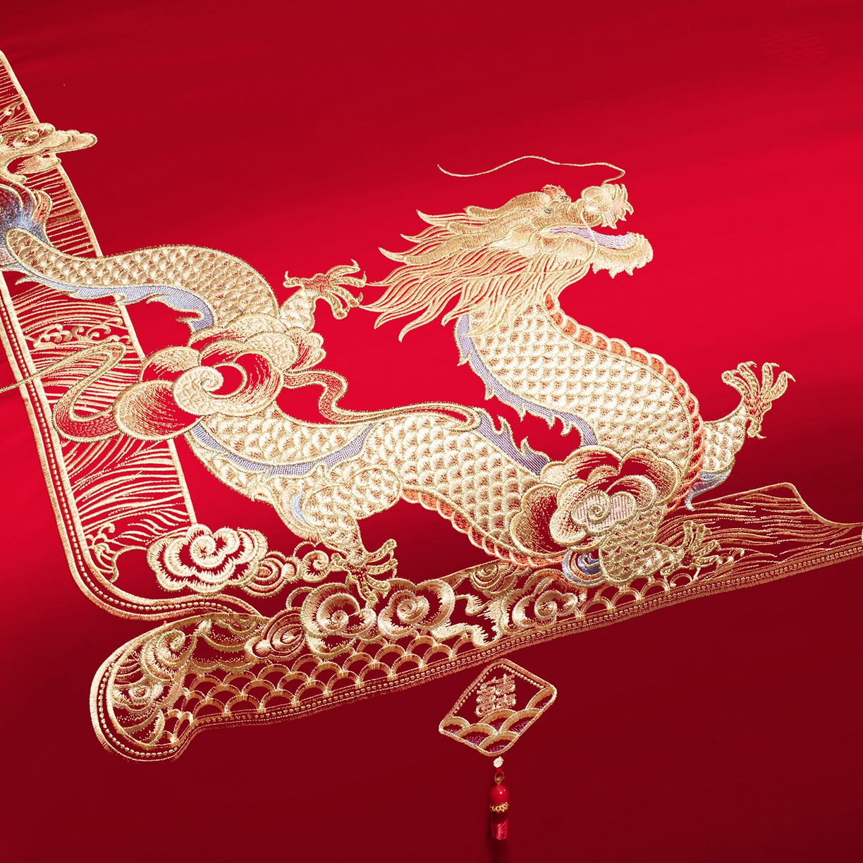 91家纺网 家纺一手货源 找家纺 柏拉图 2025新款100s贡缎长绒棉提花婚庆系列四件套多件套 佳偶天成