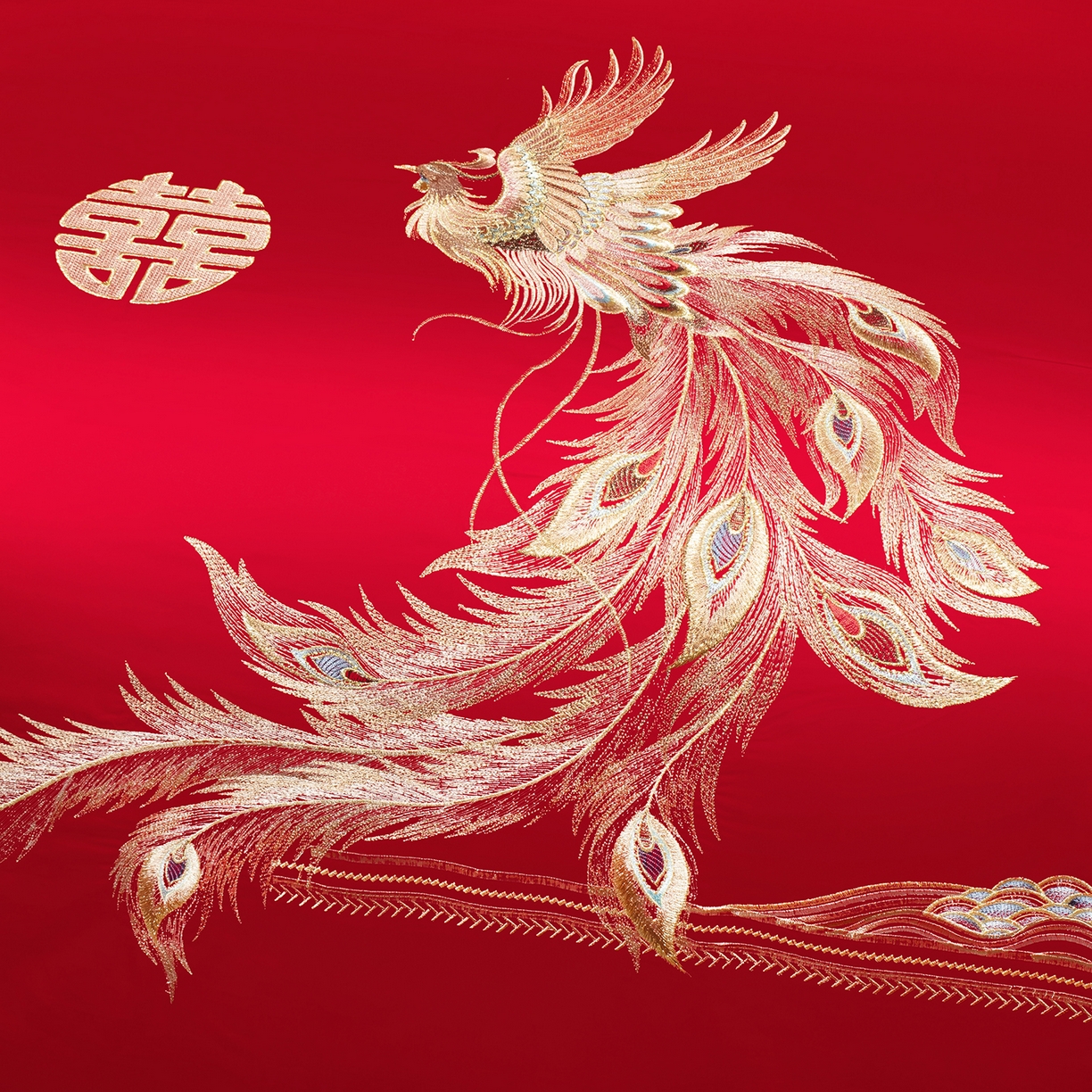 91家纺网 家纺一手货源 找家纺 柏拉图 2025新款100s贡缎长绒棉提花婚庆系列四件套多件套 龙凤爱恋