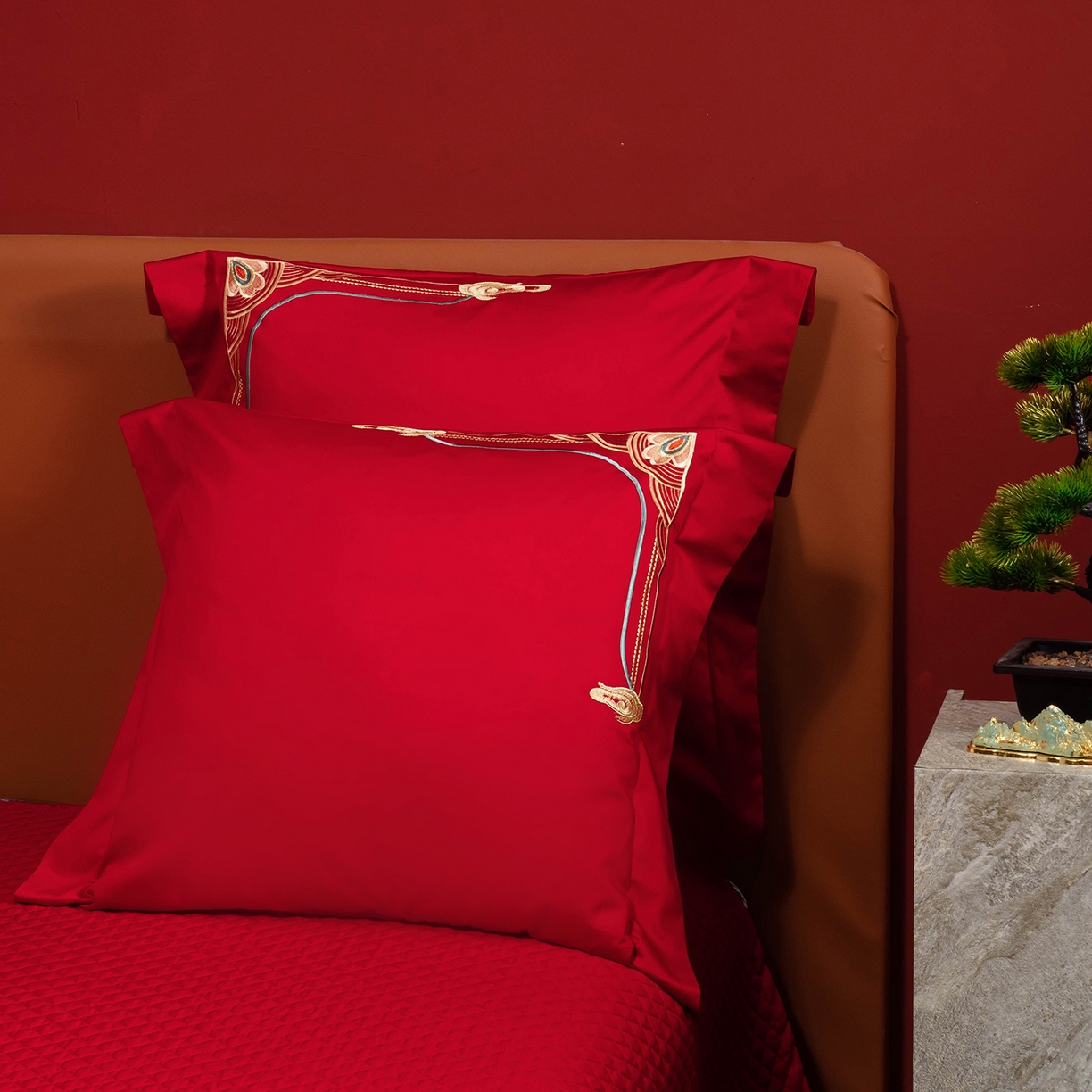 91家纺网 家纺一手货源 找家纺 柏拉图 2025新款100s贡缎长绒棉提花婚庆系列四件套多件套 龙凤爱恋