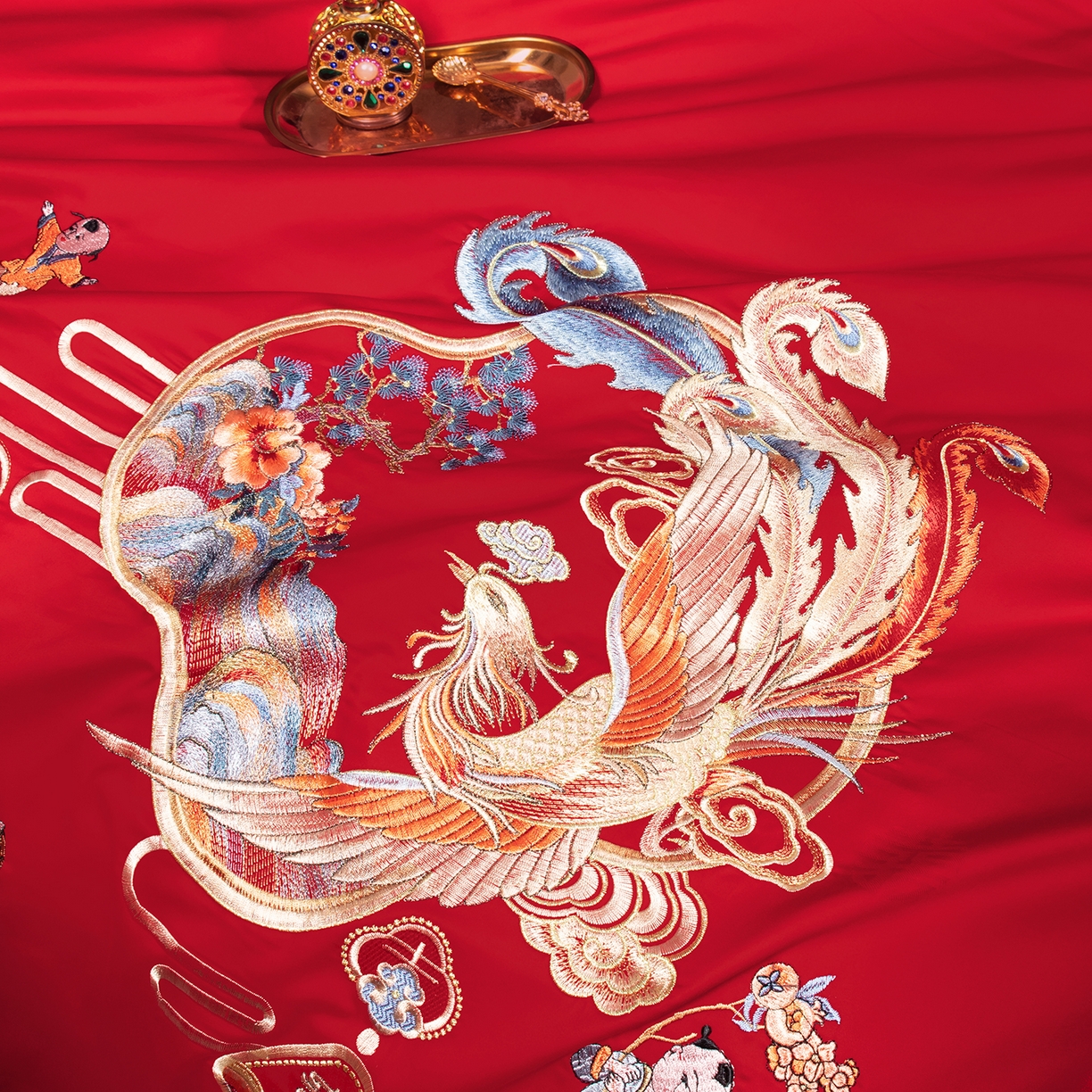 91家纺网 家纺一手货源 找家纺 柏拉图 2025新款100s贡缎长绒棉提花婚庆系列四件套多件套 天作之合