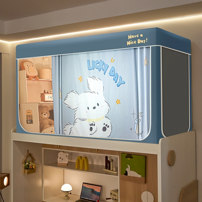 91家纺网 家纺一手货源 找家纺 卓尔居 2025新款学生遮光蚊帐 Blue弹！