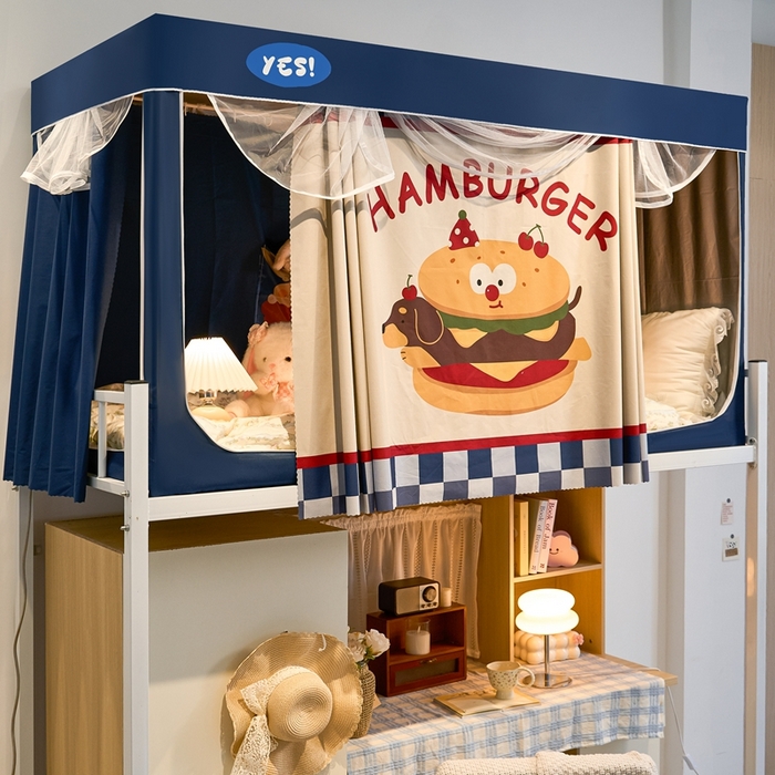 91家纺网 家纺一手货源 找家纺 卓尔居 2025新款学生遮光蚊帐 美式汉堡