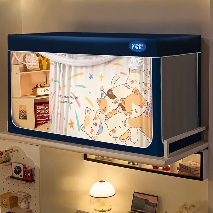 91家纺网 家纺一手货源 找家纺 卓尔居 2025新款学生遮光蚊帐 烟花小猫