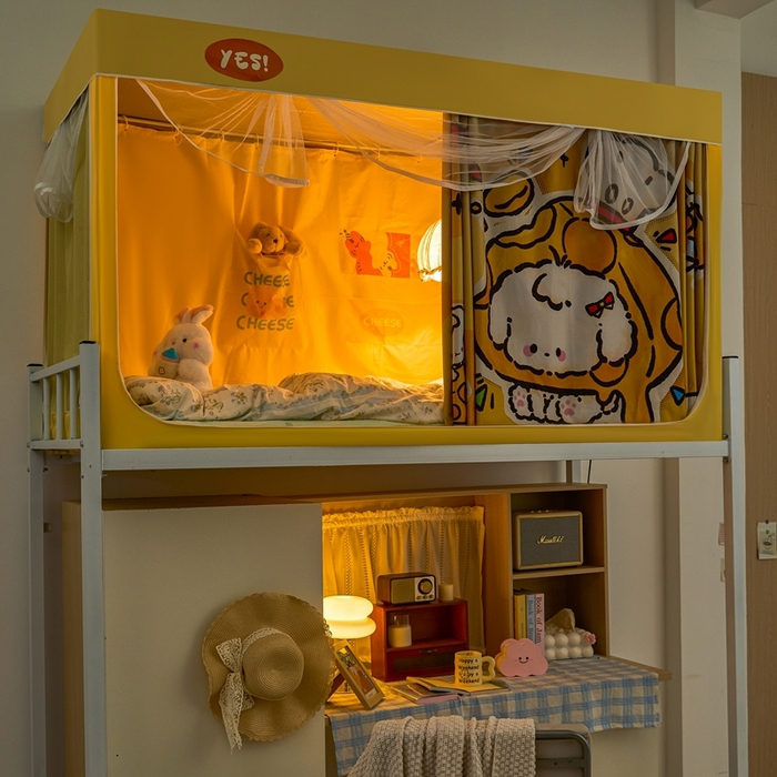 91家纺网 家纺一手货源 找家纺 卓尔居 2025新款学生遮光蚊帐 奶酪狗