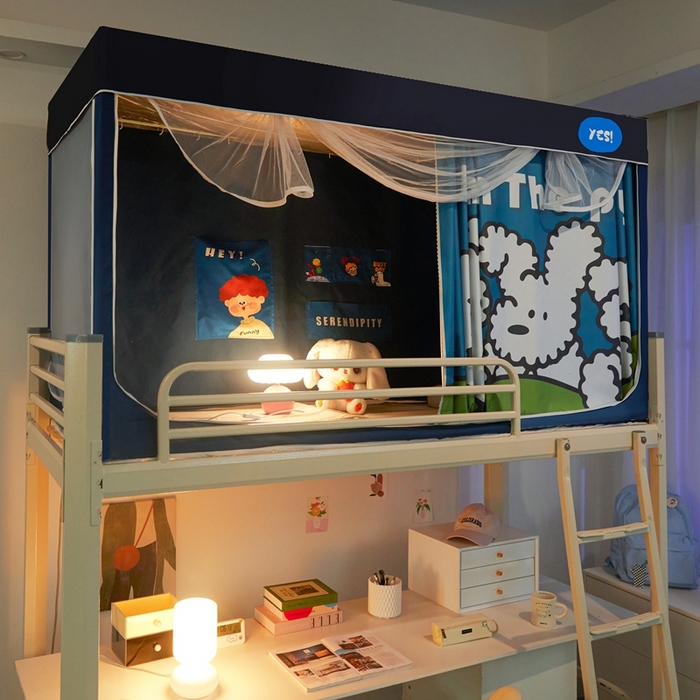 91家纺网 家纺一手货源 找家纺 卓尔居 2025新款学生遮光蚊帐 快乐修狗