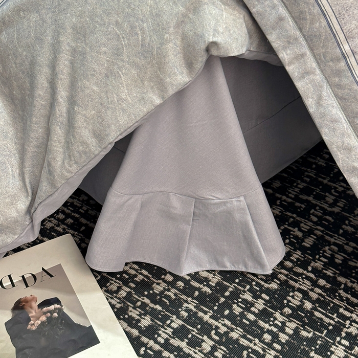 91家纺网 家纺一手货源 找家纺 喜四方 2025新款加厚全棉大版印花四件套 复古图腾-灰