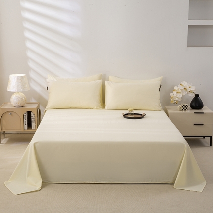 91家纺网 家纺一手货源 找家纺 （总）沃尔居 2025新款全棉磨毛床单加厚长绒棉纯色学生宿舍贡缎100%纯棉床单