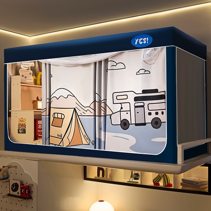 91家纺网 家纺一手货源 找家纺 卓尔居 2025新款学生遮光蚊帐 露营时光