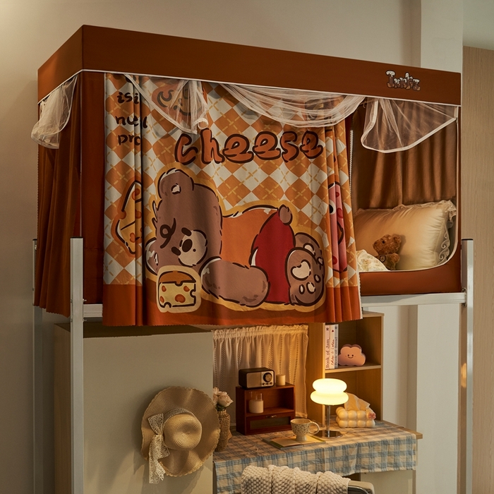 91家纺网 家纺一手货源 找家纺 卓尔居 2025新款学生遮光蚊帐 奶酪熊