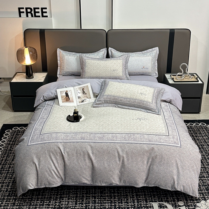 91家纺网 家纺一手货源 找家纺 喜四方 2025新款加厚全棉大版印花四件套 复古图腾-灰