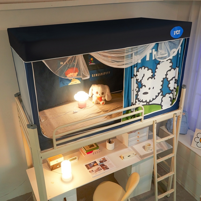 91家纺网 家纺一手货源 找家纺 卓尔居 2025新款学生遮光蚊帐 快乐修狗