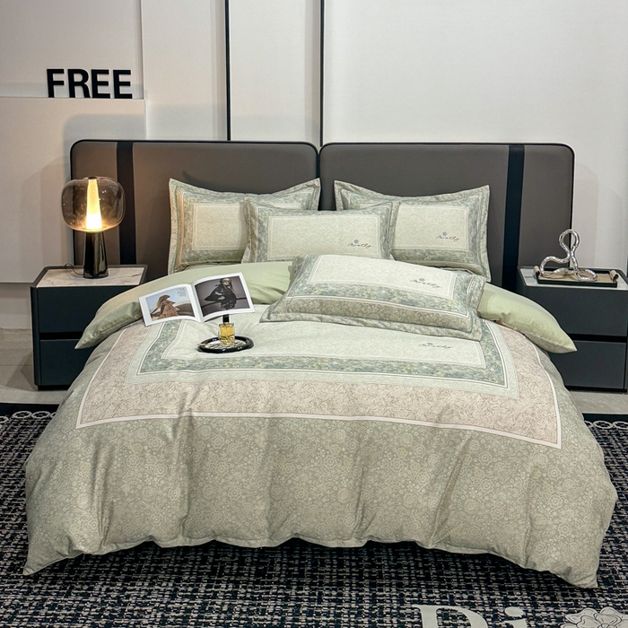 91家纺网 家纺一手货源 找家纺 喜四方 2025新款加厚全棉大版印花四件套 寻觅花香-绿