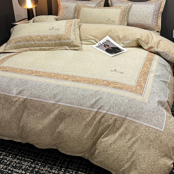 91家纺网 家纺一手货源 找家纺 喜四方 2025新款加厚全棉大版印花四件套 寻觅花香-咖