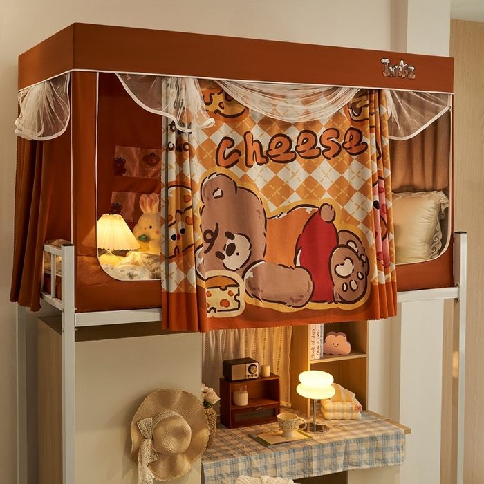 91家纺网 家纺一手货源 找家纺 卓尔居 2025新款学生遮光蚊帐 奶酪熊