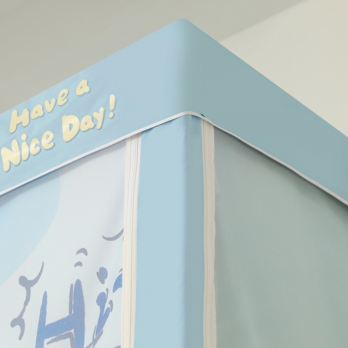 91家纺网 家纺一手货源 找家纺 卓尔居 2025新款学生遮光蚊帐 蓝色小狗