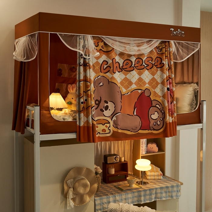 91家纺网 家纺一手货源 找家纺 卓尔居 2025新款学生遮光蚊帐 奶酪熊