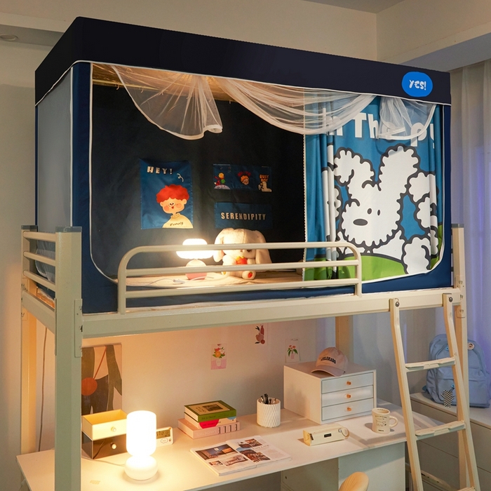 91家纺网 家纺一手货源 找家纺 卓尔居 2025新款学生遮光蚊帐 快乐修狗