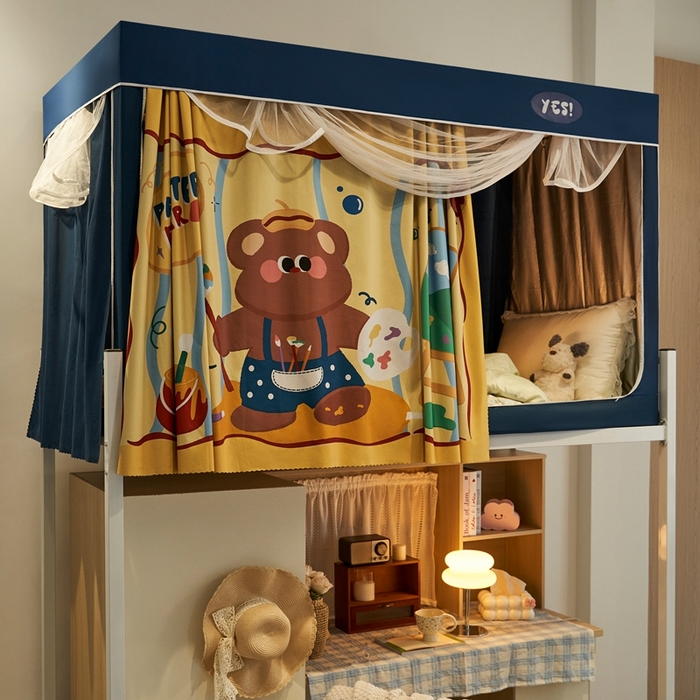 91家纺网 家纺一手货源 找家纺 卓尔居 2025新款学生遮光蚊帐 画画小熊