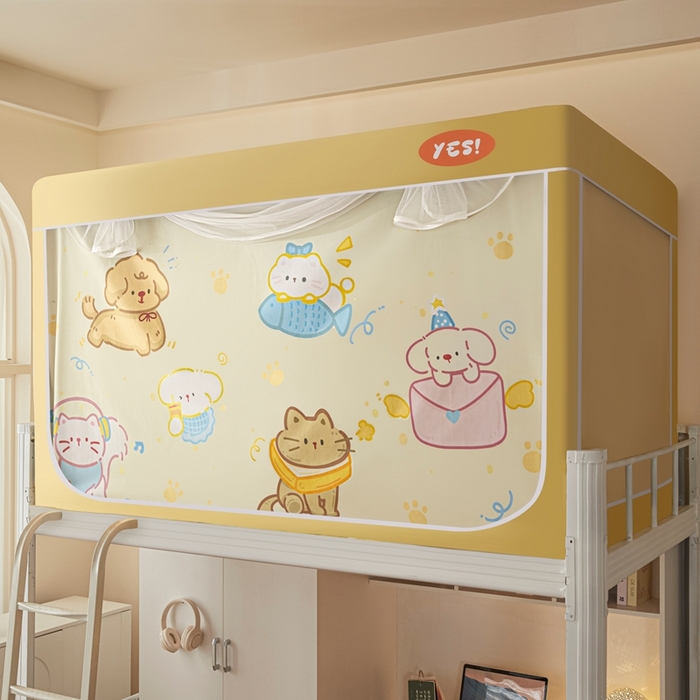 91家纺网 家纺一手货源 找家纺 卓尔居 2025新款学生遮光蚊帐 猫猫狗狗