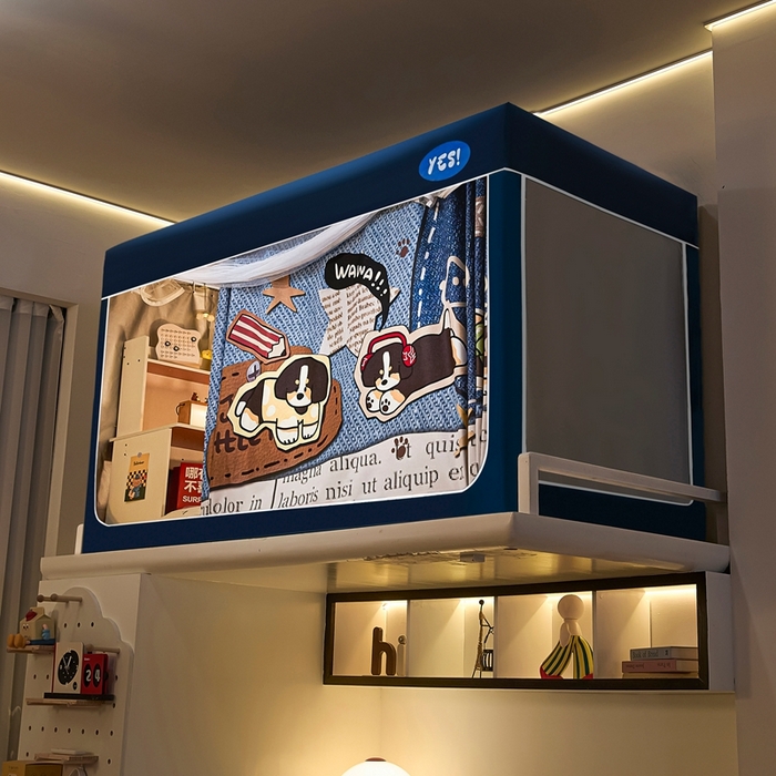 91家纺网 家纺一手货源 找家纺 卓尔居 2025新款学生遮光蚊帐 牛仔伯恩山