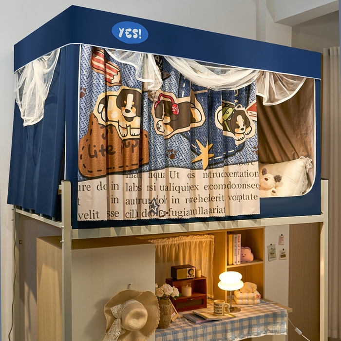 91家纺网 家纺一手货源 找家纺 卓尔居 2025新款学生遮光蚊帐 牛仔伯恩山