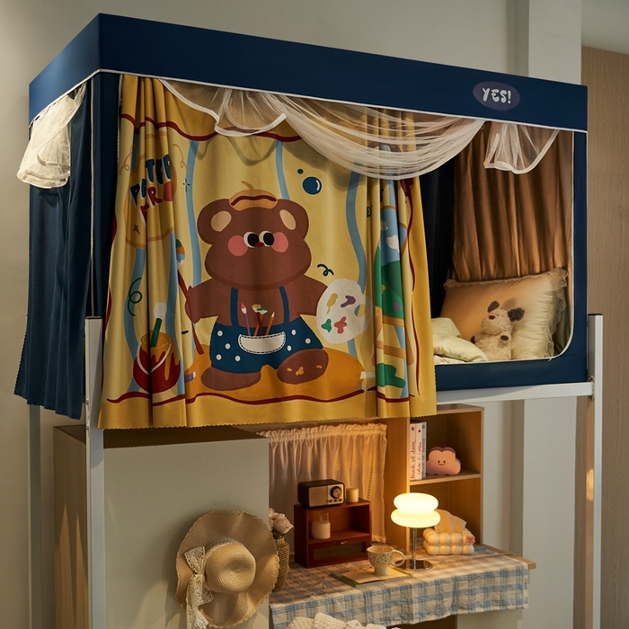 91家纺网 家纺一手货源 找家纺 卓尔居 2025新款学生遮光蚊帐 画画小熊