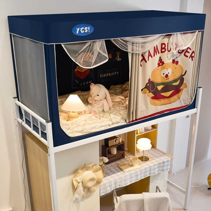 91家纺网 家纺一手货源 找家纺 卓尔居 2025新款学生遮光蚊帐 美式汉堡