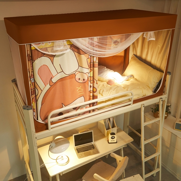 91家纺网 家纺一手货源 找家纺 卓尔居 2025新款学生遮光蚊帐 咖啡厅女孩