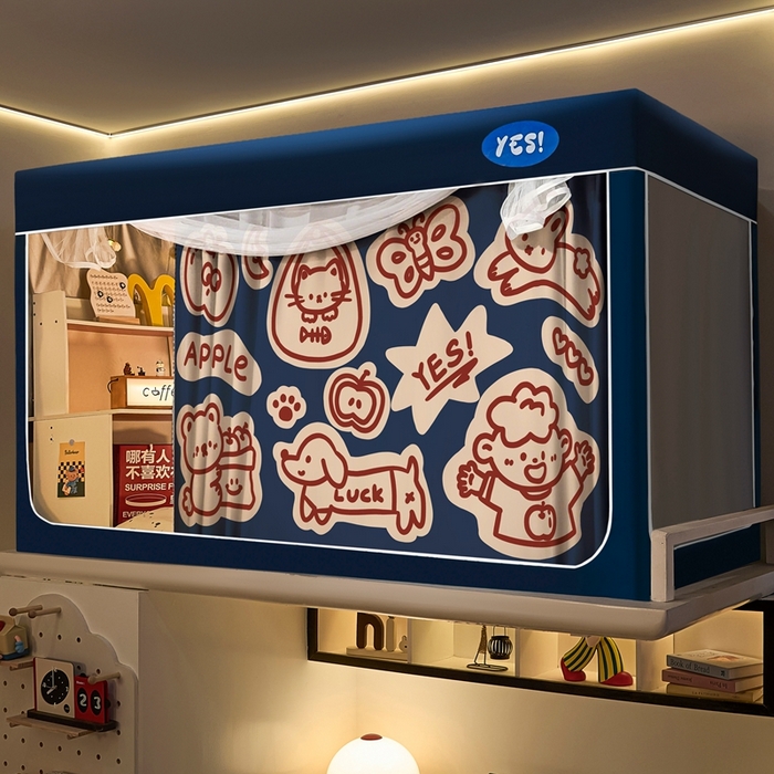 91家纺网 家纺一手货源 找家纺 卓尔居 2025新款学生遮光蚊帐 线条动物