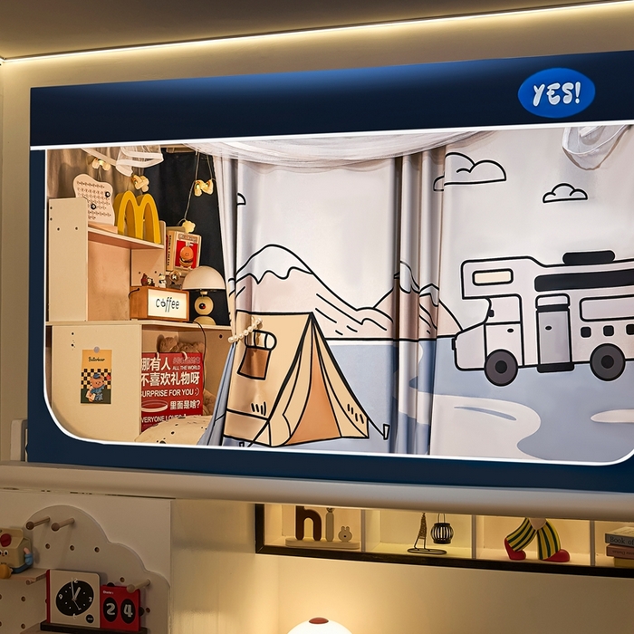 91家纺网 家纺一手货源 找家纺 卓尔居 2025新款学生遮光蚊帐 露营时光