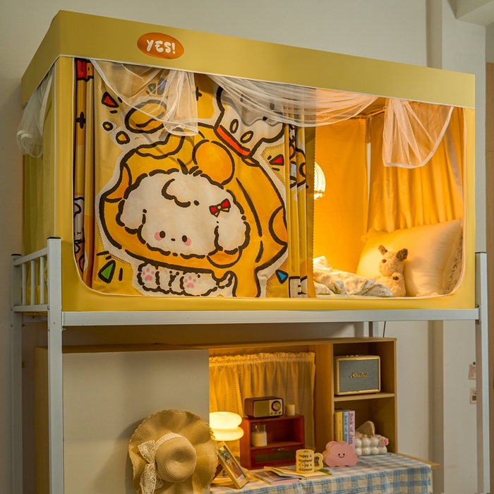 91家纺网 家纺一手货源 找家纺 卓尔居 2025新款学生遮光蚊帐 奶酪狗