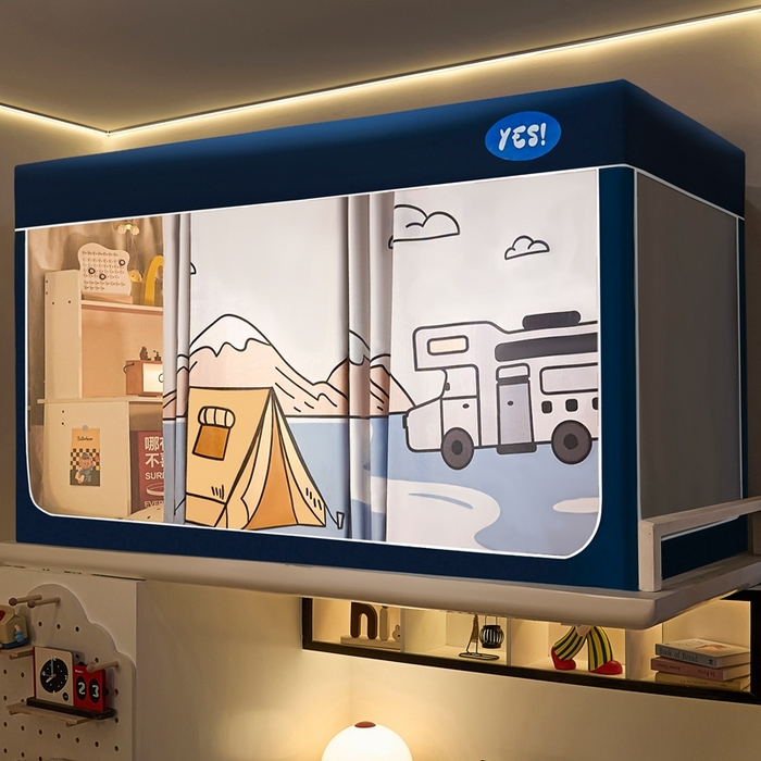 91家纺网 家纺一手货源 找家纺 卓尔居 2025新款学生遮光蚊帐 露营时光