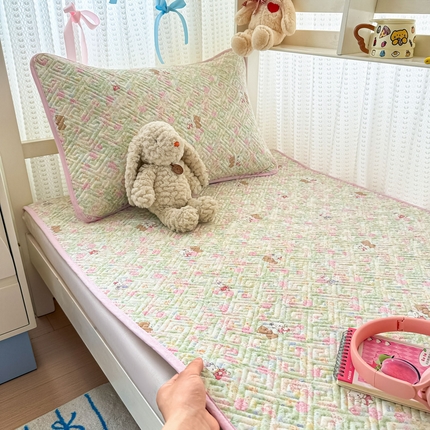 简宜家居（朝初家纺） 2025新款纯棉夹棉床盖学生三件套 田园歌 -平铺床盖