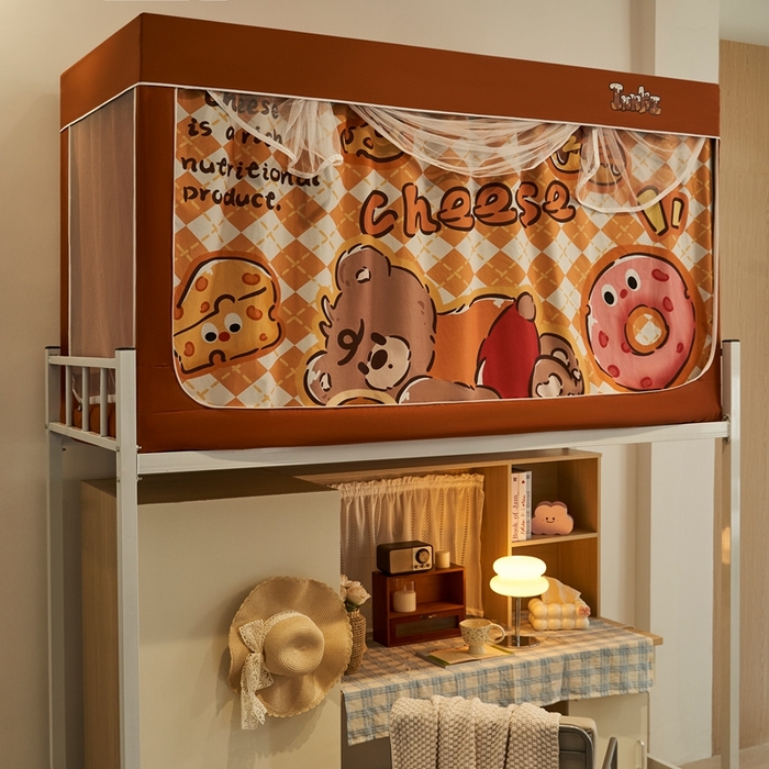 91家纺网 家纺一手货源 找家纺 卓尔居 2025新款学生遮光蚊帐 奶酪熊