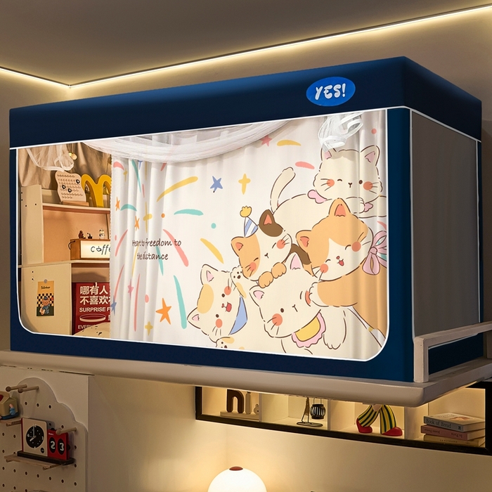 91家纺网 家纺一手货源 找家纺 卓尔居 2025新款学生遮光蚊帐 烟花小猫