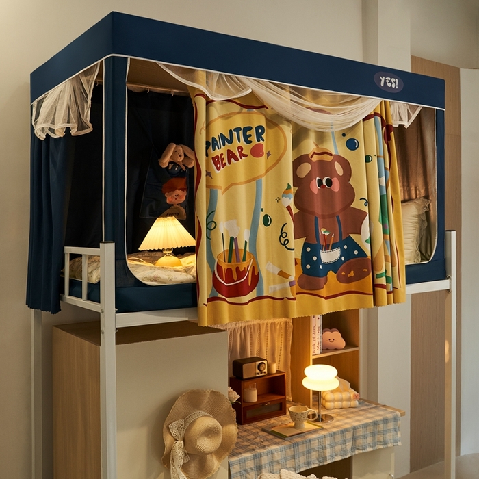 91家纺网 家纺一手货源 找家纺 卓尔居 2025新款学生遮光蚊帐 画画小熊