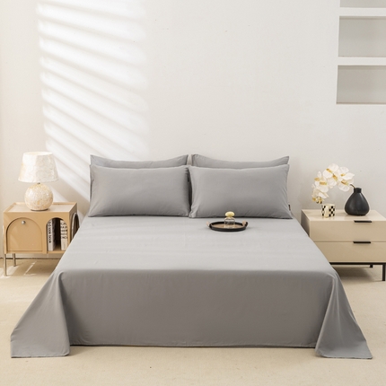 91家纺网 家纺一手货源 找家纺 （总）沃尔居 2025新款全棉磨毛床单加厚长绒棉纯色学生宿舍贡缎100%纯棉床单