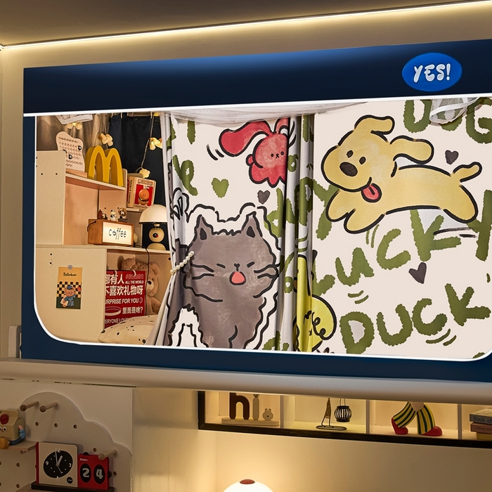 91家纺网 家纺一手货源 找家纺 卓尔居 2025新款学生遮光蚊帐 搞怪动物