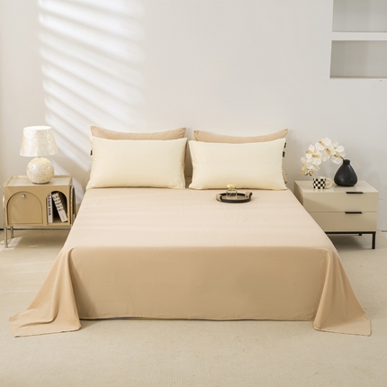 91家纺网 家纺一手货源 找家纺 （总）沃尔居 2025新款全棉磨毛床单加厚长绒棉纯色学生宿舍贡缎100%纯棉床单