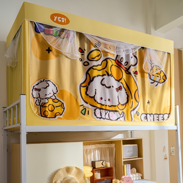 91家纺网 家纺一手货源 找家纺 卓尔居 2025新款学生遮光蚊帐 奶酪狗