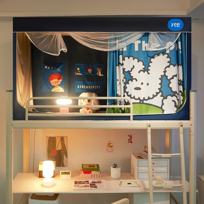 91家纺网 家纺一手货源 找家纺 卓尔居 2025新款学生遮光蚊帐 快乐修狗