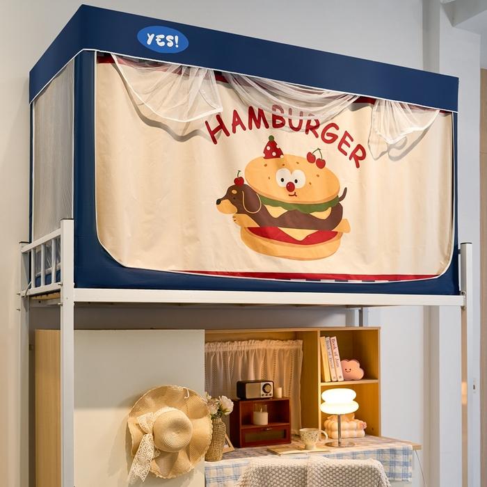 91家纺网 家纺一手货源 找家纺 卓尔居 2025新款学生遮光蚊帐 美式汉堡